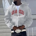 thumbnail image 2 of XIAOCHA Men's Los Angeles California Print Full Zip Hoodie Oversized Long Sleeve Hooded Sweatshirt With Kangaroo Pocket Retro Casual Hoodies, 2 of 4