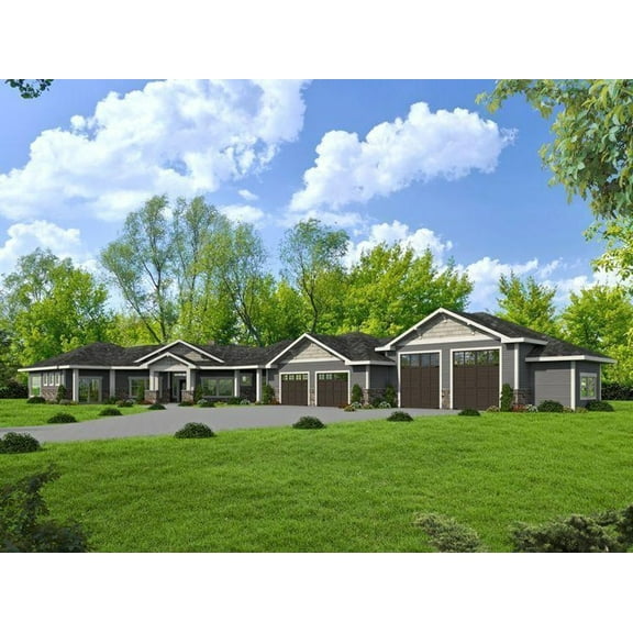 001-2266: Ranch Northwest 4 Bed, 3 Bath Luxury Home Plan, 3707 Sq Ft: Full Blueprints with License to Build by Home Plan Marketplace - Lesuto