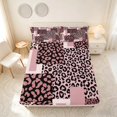 thumbnail image 4 of Manfei Leopard Patchwork Bed Sheets, Cheetah Print Fuul Size Sheets, Pink and Black, Pink Reversible 4 Pieces1 Flat Sheet + 1 Fitted Sheet + 2 Pillowcases, 4 of 6
