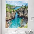 thumbnail image 1 of Colorful Tapestry, Landscape Image of Rocky Coastline at Nusa Penida Indonesia Malay Archipelago, Fabric Wall Hanging Decor for Bedroom Living Room Dorm, 5 Sizes, Multicolor, by Ambesonne, 1 of 1