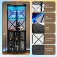 thumbnail image 2 of EROMMY Corner Bar Cabinet with Power Outlet, 5-Tiers Wine Bar Cabinet with LED Light and Glass Holder, Industrial Home Bar for Dining Room, Living Room, Kitchen, Modern Black, 2 of 7