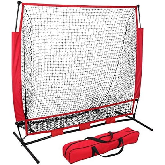 5'x5' Baseball and Softball Practice Net Portable Hitting Pitching Net with Strike Zone, Bow Frame and Carry Bag, Baseball Equipment Great for All Skill Levels (5'x5')$$Sport & Recreation Other