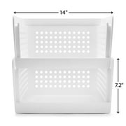 Mainstays Open-Front Stackable Closet Storage Organizer Bin with Breathable Holes, White Plastic