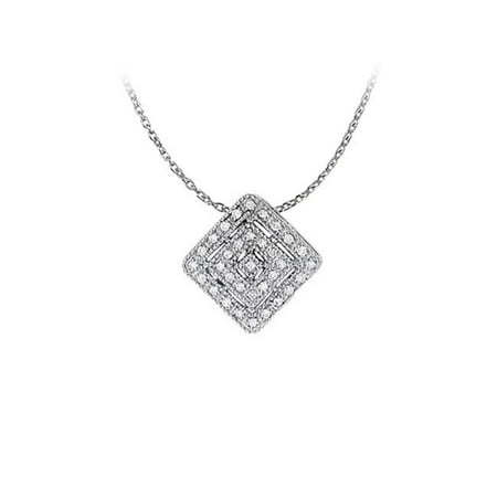 Fine Jewelry Vault UBNPD30810W14CZ Awesome Cubic Zirconia Square Pendant in 14K White Gold with Free 16 in. Chain Best
