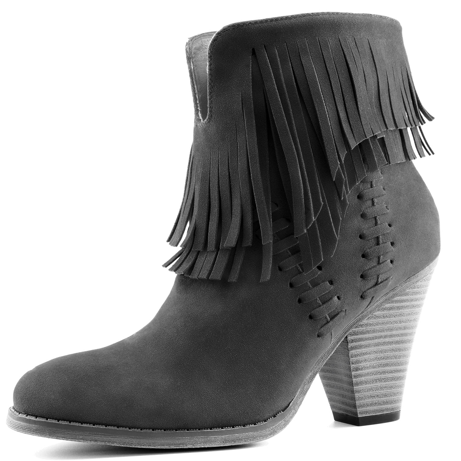 Womens Ladies Tassel Fringe Chelsea Festival Flat Block Heel Ankle Boots Shoes