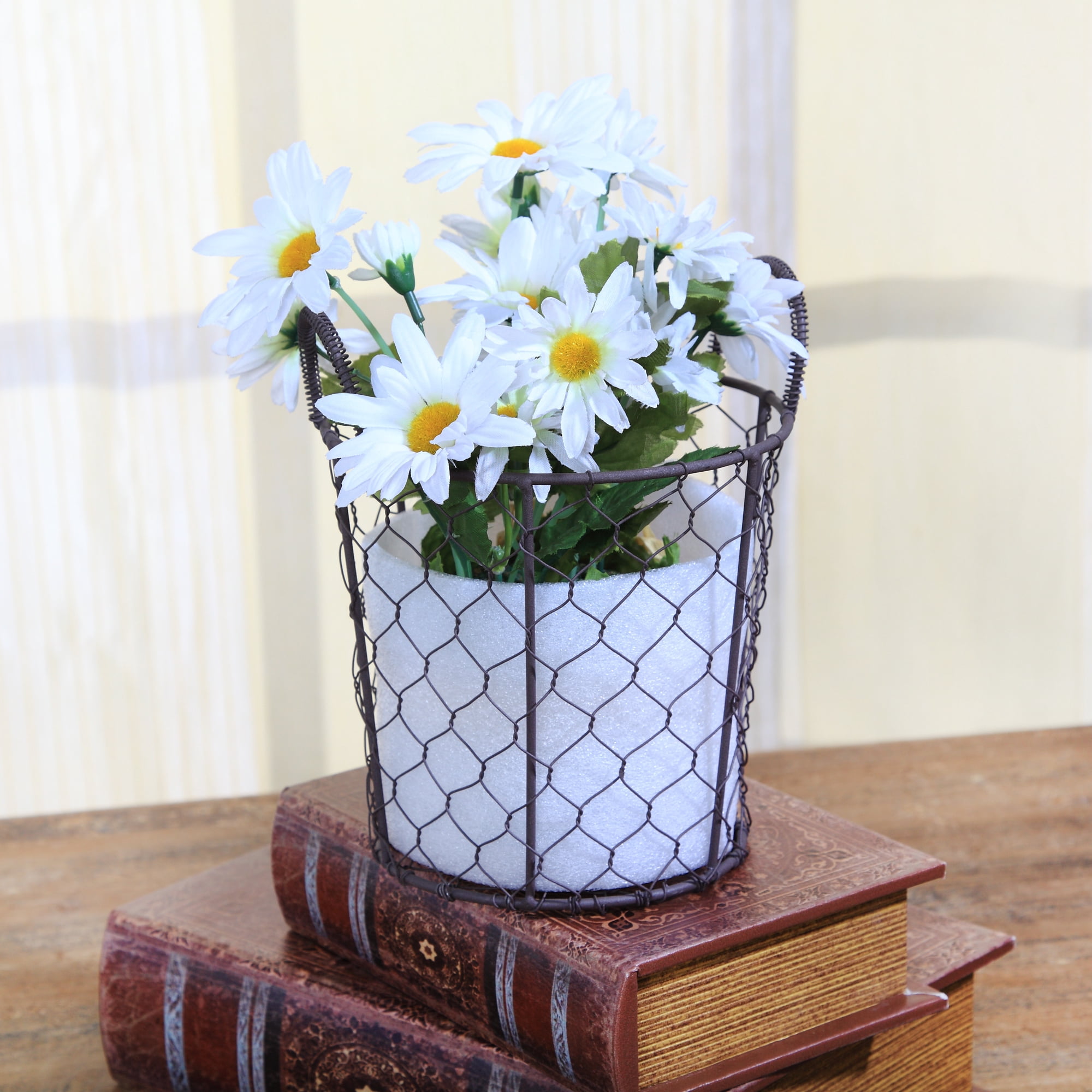(4 pack) Mainstays Small Brown Chicken Wire Storage Basket with Handles