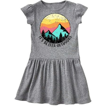 

Inktastic It s Better Outdoors Mountains at Sunset Distressed Gift Toddler Girl Dress