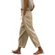 thumbnail image 1 of Gibobby pantalones senderismo mujer Pantalones de cintura alta adecuados para mujer, pantalones capri con cordón y bolsillos, pantalones recortados de pierna ancha para mujer (Caqui, XL), 1 of 5