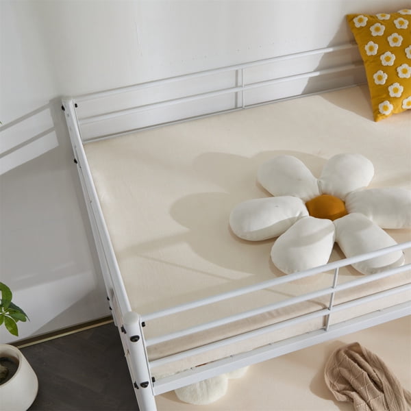 Alvantor Twin over Twin Bunk Bed with Ladder, Metal Frame, and Guardrails, White