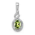 thumbnail image 1 of 925 Sterling Silver Peridot Diamond Necklace Charm Pendant Birthstone August, 1 of 6