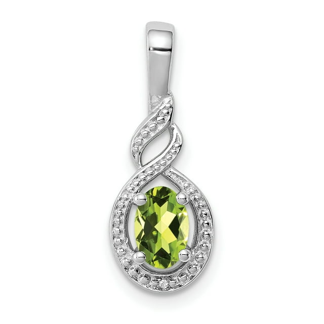 925 Sterling Silver Peridot Diamond Necklace Charm Pendant Birthstone August