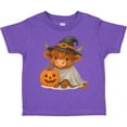 thumbnail image 3 of Inktastic Adorable Halloween Highland Cow with Pumpkin Boys or Girls Toddler T-Shirt, 3 of 5