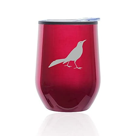 

Stemless Wine Tumbler Coffee Travel Mug Glass with Lid Grackle Bird (Fuchsia)
