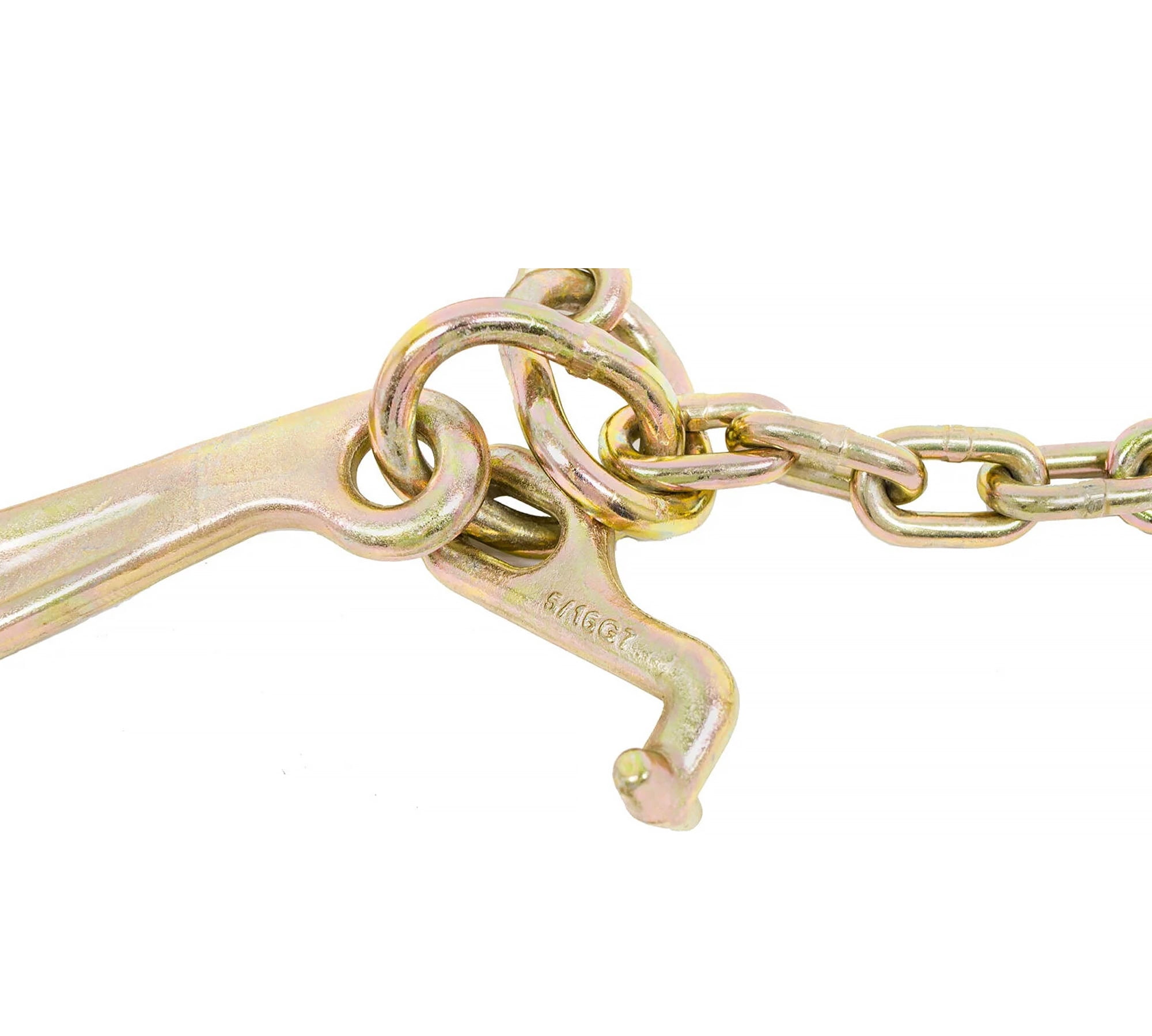 (2 Pack) 5/16'' x 3'  G70 V-Chain Bridle w/ 8" Medium J Hooks, T- Hook & J-Hook w/ Grab Hooks 3' Legs 4700 lbs WLL