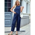 thumbnail image 2 of Womens Checker Set 2 Piece Beach Vacation Outfit Summer Tank Top Pants Suit Blue M, 2 of 8