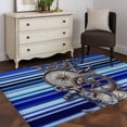 thumbnail image 3 of 2.7'x5' Area Rugs, Vintage Anchor Nautical Indoor Outdoor Area Rug for Living Room Bedroom, Coastal Blue Striped Washable Bathroom Rugs Kitchen Floor Carpet Mats Home Decor Aesthetic, 3 of 8