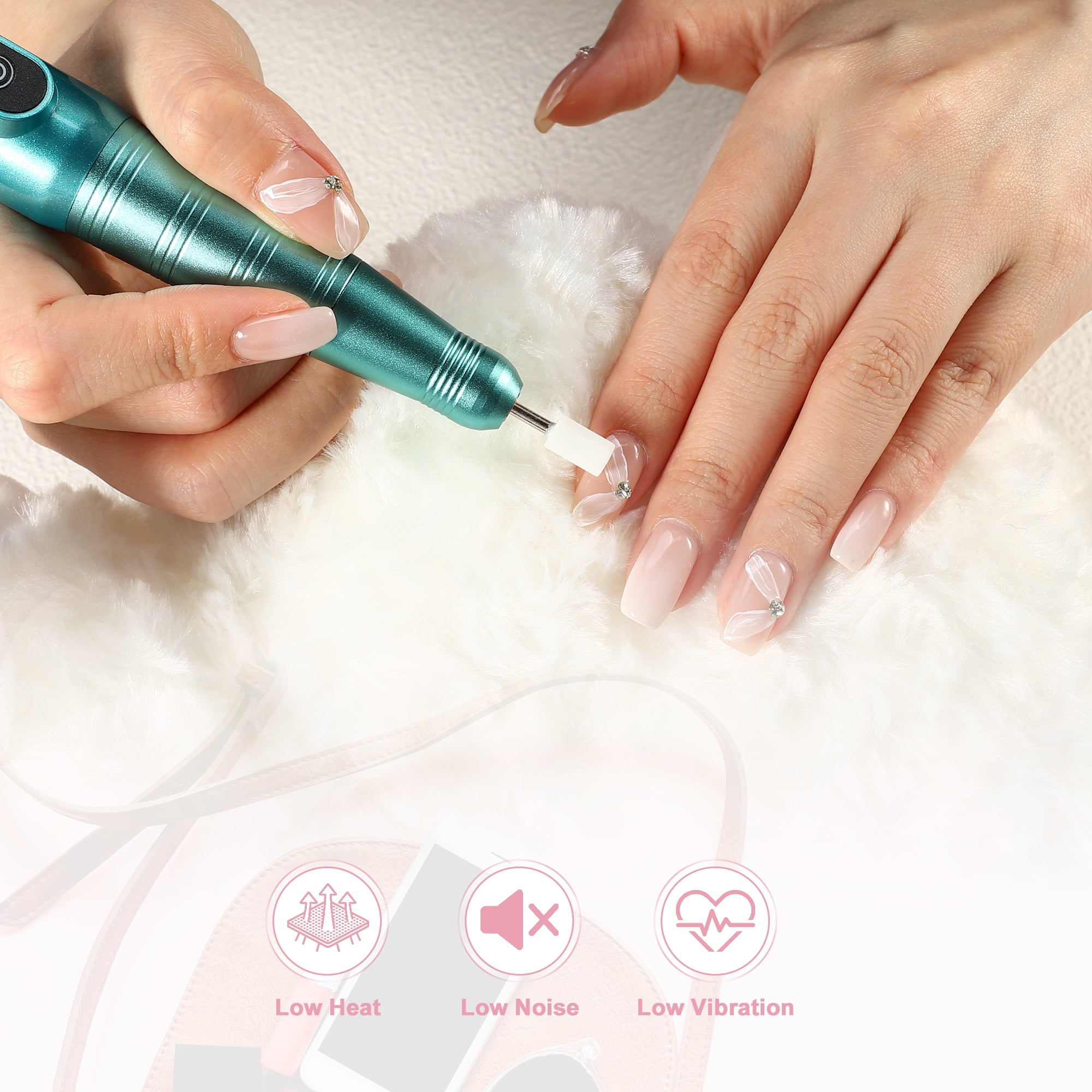 Electric Cordless Nail Drill Kit 26000RPM Nail Drill MachineNail Drill for Manicure Polishing Green