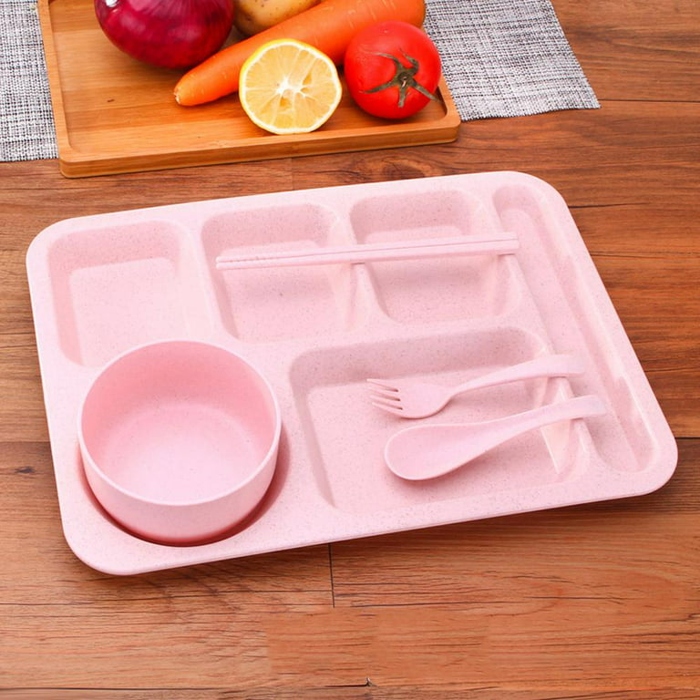 Wheat Straw Divided Plates for Kids - School Lunch Tray for Kids and  Toddlers, Lunch Trays for Cafeteria with Compartments