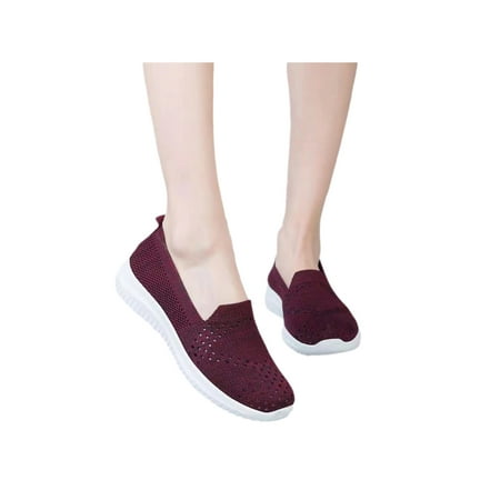 

Zodanni Women Shoes Slip On Walking Shoe Mesh Sneakers Yoga Comfort Loafers Sports Color Block Hollow Out Red 2# 7