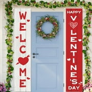 Valentine Porch Banner Door Curtains Hanging Porch Sign for Home Outdoor Decor 1 Pair