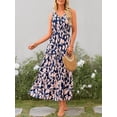 thumbnail image 4 of Anbech Floral Women Summer Dress V Neck Short Sleeve Beach High Waist Smocked Dress, 4 of 6