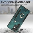 thumbnail image 5 of Nalacover For Samsung S21 Ultra Case Ring Holder Kickstand with Credit Card Holder, Back Flip Premium Leather Magnetic Clasp Removable Wirst Hand Strap Cover for Samsung Galaxy S21 Ultra, Green, 5 of 15