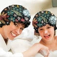 thumbnail image 6 of Shower Caps,Pioneer Flower Floral Print Pattern Waterproof Shower Cap for Women 4 Pieces,Double Reusable Hair Cover for Shower PEVA Elastic Stretch Hem, 6 of 7