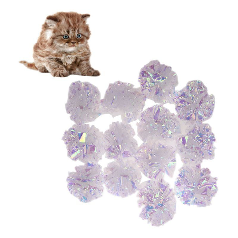 12pcs Crinkle Foil Balls Pet Cat Kitten Colorful Sound Paper Toy Mylar Balls