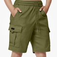 thumbnail image 2 of DJDLJWCJ Boys Cargo Shorts with Pockets Elastic Waist Relaxed Fit Athletic Shorts Workout Pants Boys for Outdoor Sports, Army Green 8 Years, 2 of 8