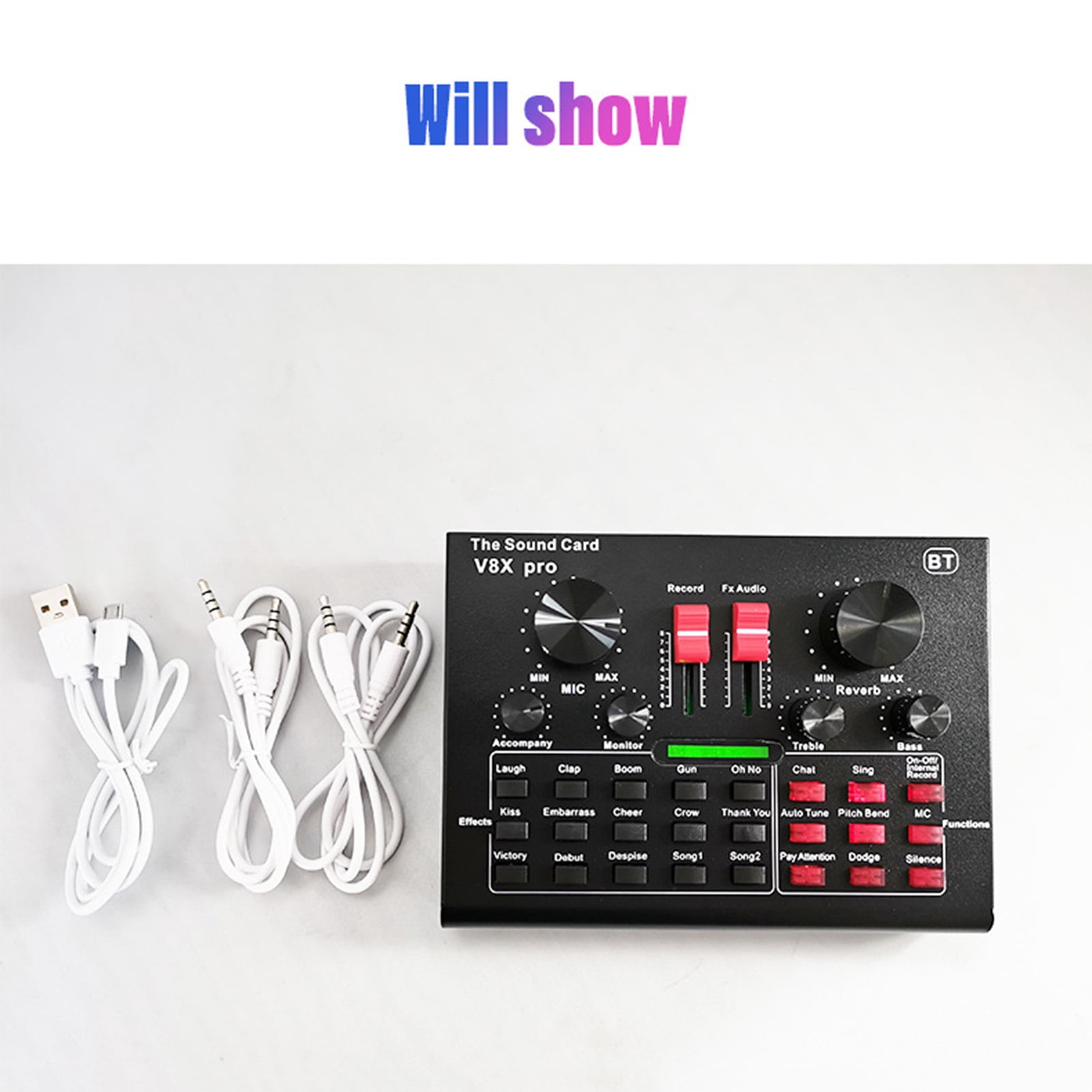 Amdohai V8X Pro Live Sound Card 15 Sound Effects Microphone