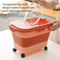 thumbnail image 5 of 33Lbs Collapsible Pet Food Storage Containers for Dog Foods Container with Folding Bowl, Measuring Cup, Scoop & Wheels Foldable Airtight Cat Dry Feed Dispenser Bins Kitchen Rice Cereal Flour, Pink, 5 of 8