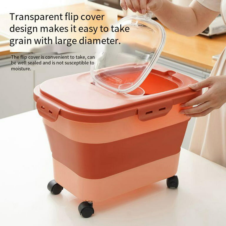 Airtight Dog Food Storage Container Bin Collapsible with Wheels Transparent  Lid Large for Kitchen Cereal Pet Food Storage - AliExpress