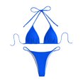 thumbnail image 1 of Womens Swimsuits Solid Three-Point Bikini Spaghetti Strap Stylish Adjustable Blue Women Bathing Suits S, 1 of 4