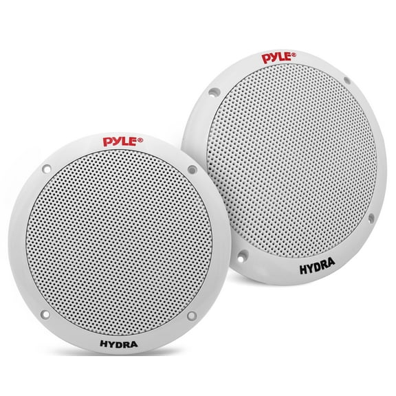 Pyle 6.5 Inch Dual Marine Speakers - 2 Way Waterproof and Weather Resistant Outdoor Stereo Sound System with 400 Watt Power, Polypropylene Cone and Butyl Rubber Surround - 1 Pair - PLMR605WWhite