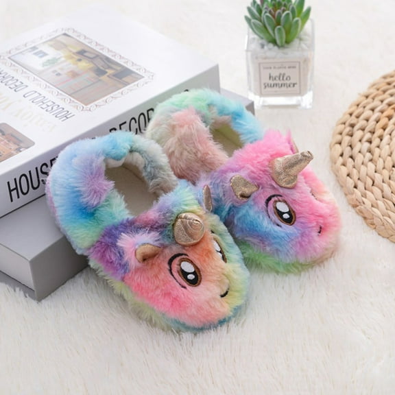 LOLIPPYY 1 Pair Cozy Fuzzy Slippers with Mute Sole, Assorted Colors, Warm Indoor Bedroom Shoes for Comfortable Wear