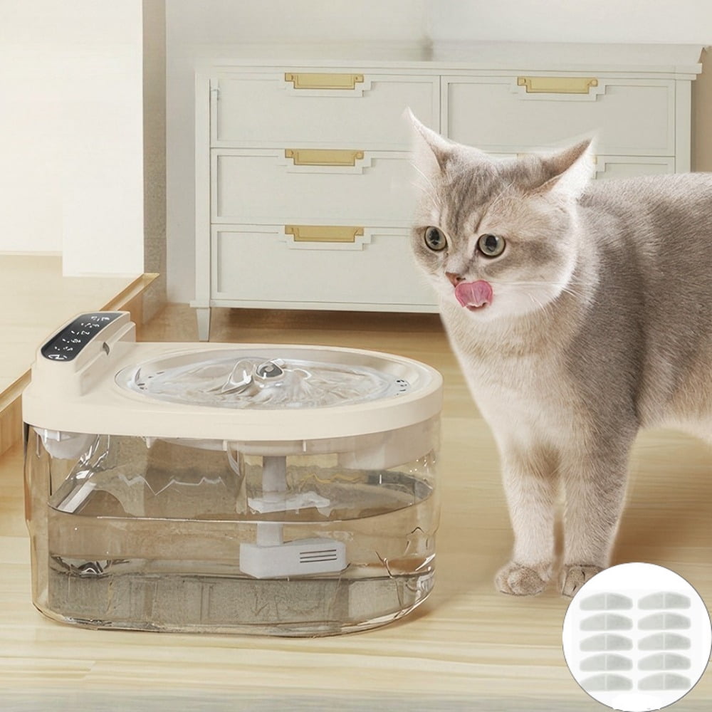Cat Water Fountain for Drinking with 10 Filter Cottons,Stainless Steel Water Tray, 3L Cat Drinker Battery Powered, Wireless Pet Drinker for Cats and Dogs with Motion Sensor, Ultra-Quiet Pump
