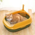 thumbnail image 6 of Cat Pet Semi-Closed Pet Litter Tray to Clean Pet Litter Tray for Kitty, Small Animals Toilet Sand Box Container Bedpan - Green, 6 of 8