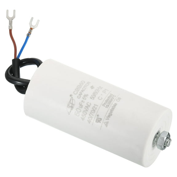 Uxcell CBB60 50uF Run Capacitor, AC450V 2 Wires 50/60Hz Cylinder with Screw 105x50mm