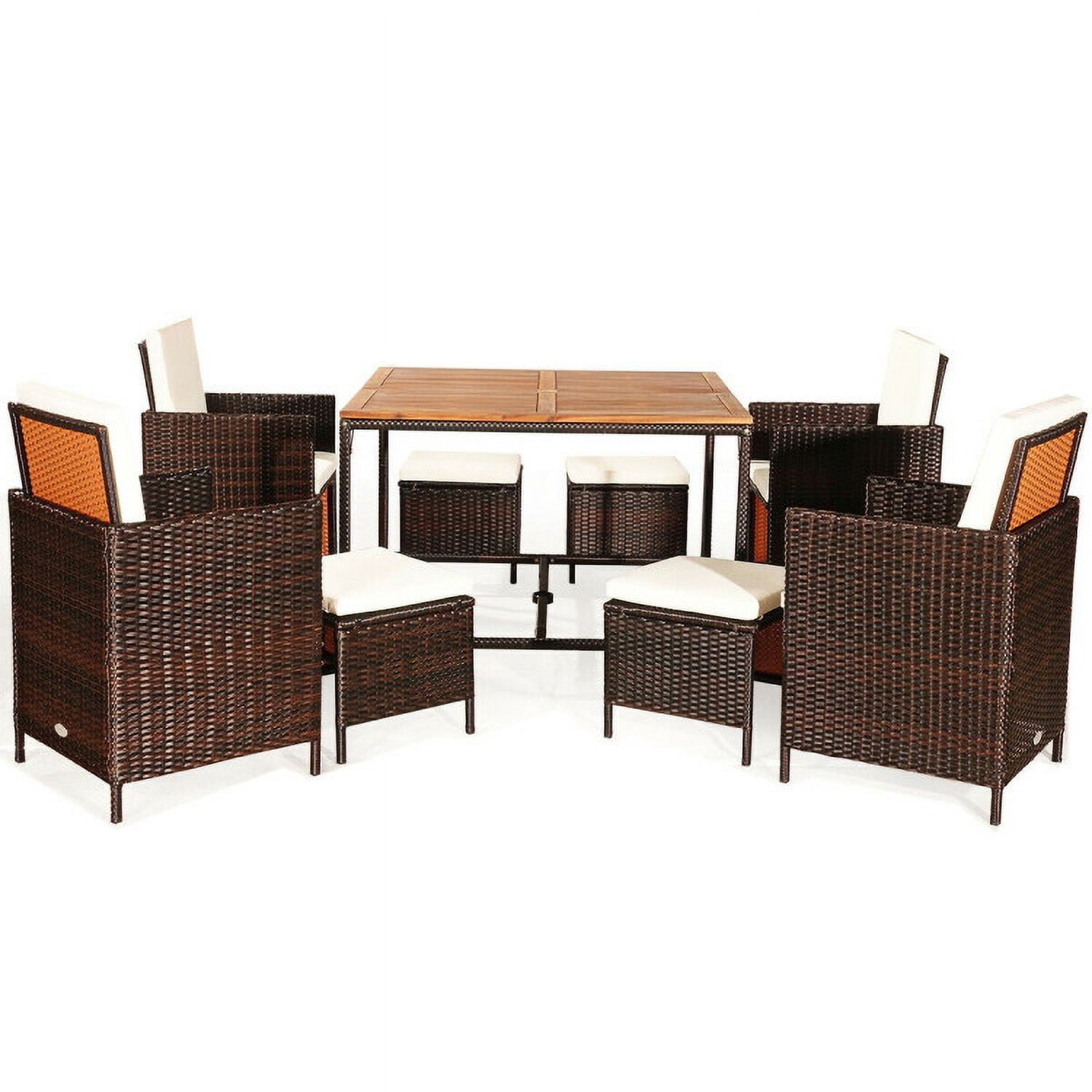 Aimee Lii 9 Pieces Patio Rattan Dining Cushioned Chairs Set, Outdoor Patio Furniture, White Aimee Lii 9 Pieces Patio Rattan Dining Cushioned Chairs Set, Outdoor Patio Furniture, White
