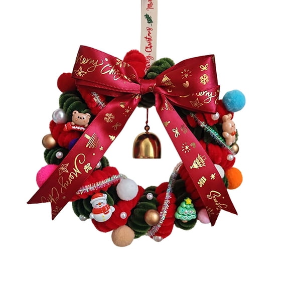 Christmas Decorations Indoor Outdoor, Christmas Wreath Stick DIY Kit, Handmade Holiday Craft Decor for Home Door, Xmas Party, Wall Hanging, Pink