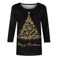 thumbnail image 4 of Helii Womens Christmas 3/4 Sleeve Shirts Cute Printed Round Neck Tops Loose Fit Pullover Blouses Matching Family Xmas Party Outfits Trendy Soft Tee Clothing with Multi Prints for Women, 4 of 4