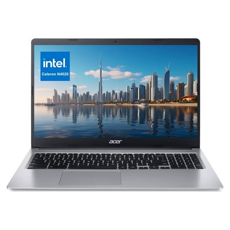 ACER Daily Traditional Chromebook, 15.6" HD Display, Intel Celeron N4020, 4GB RAM, 64GB eMMC, Webcam, Numeric Keypad, Wi-Fi, Chrome OS, Silver