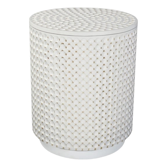 Carolina Dimple Round Accent Table in Whitewash