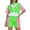 Green, variant on Women Color Block Short Sleeve Tracksuit Set, Stand Collar Half Zip Windbreaker Top & Elastic Waist Shorts Summer Outfit