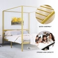 thumbnail image 3 of Uforic 4-Poster 14-inch King Size Gold Metal Canopy Bed Frame with Headboard,Gold, 3 of 5