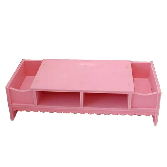1Pc Creative Monitor Shelf Multifunction Display Riser Rack Creative Storage Bracket for Home Office Desktop (Pink)