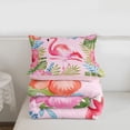 thumbnail image 5 of meiyoeat Watercolor Flamingo Tropical Pattern Twin Comforter Sets,Pink Floral Print Bedding Set For Girl,Reversible,2pcs,1 Comforter and 1 Pillowcase, 5 of 7