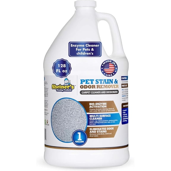 Pet Urine Enzyme Cleaner & Pet Stain & Odor Remover, Advanced Enzymatic Cleaner Solution for Carpets, Rugs, Upholstery & Multi-Surfaces, Safe for Pets & Kids. (128 oz)
