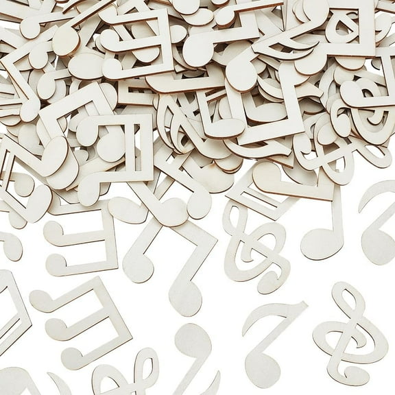 DIY 100pcs Musical Notes Wood Cutouts 2.5mm Thick Unfinished Wooden Slices Wooden Note Cutout DIY Blank Unfinished Pieces Cutouts Blank Wood Cutouts Slices for DIY Painting Arts Craft Projects DIY