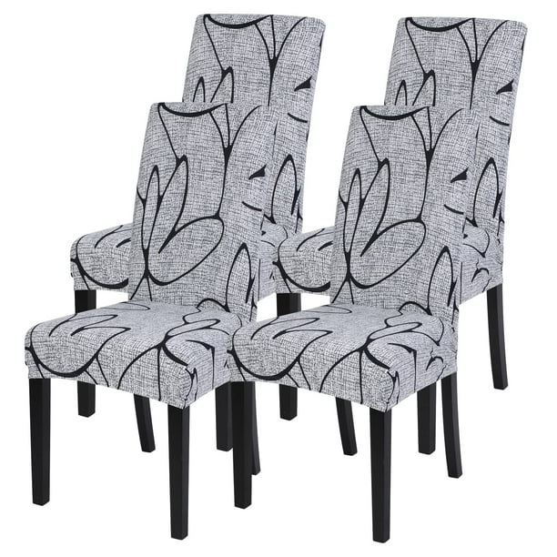 Fundas Elásticas para Sillas de Comedor SearchI Juego de 4 Estampadas en Gris